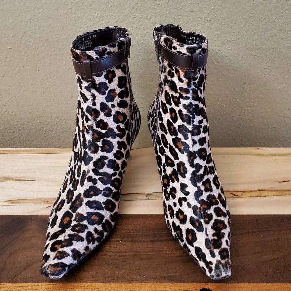 Franco Sarto leopard print booties